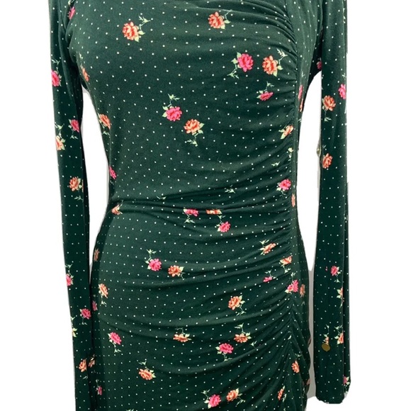 Free People Emerald Green Combo Mini Dress Square Neck SZ M MSRP: $108 - Picture 3 of 9